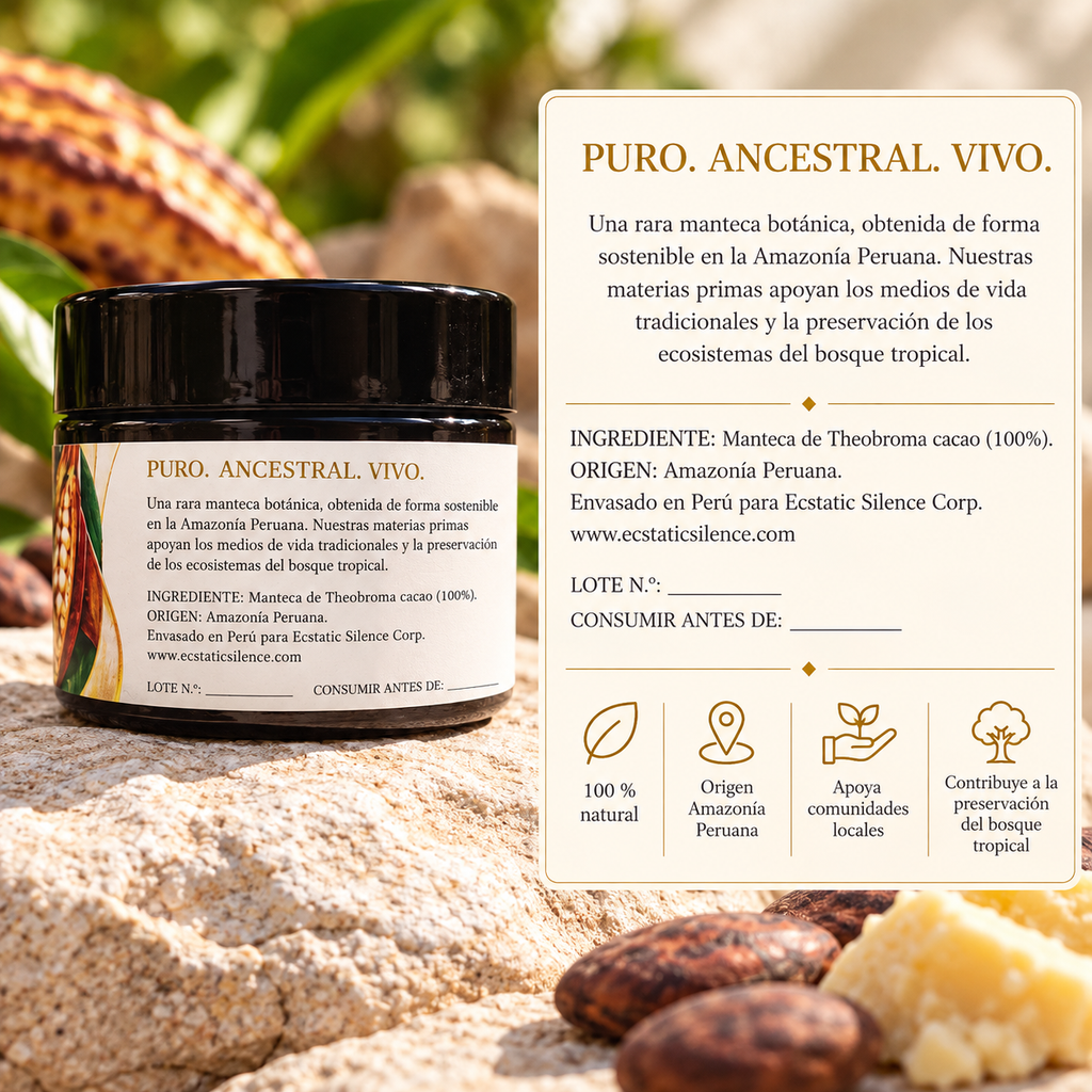 Etiqueta posterior de la manteca de cacao